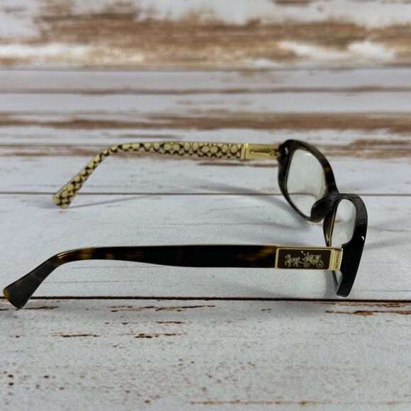 Coach Tortoise Rectangular Frame W Logo Interior Glasses HC6063 53 15 135 - Picture 5 of 7